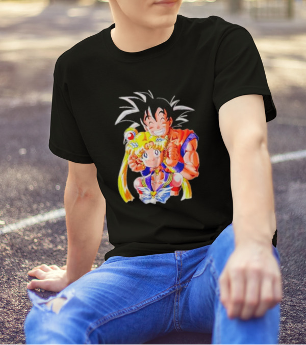 Sailor Moon And Goku Crossover Fusion Character Collaboration T-Shirt
