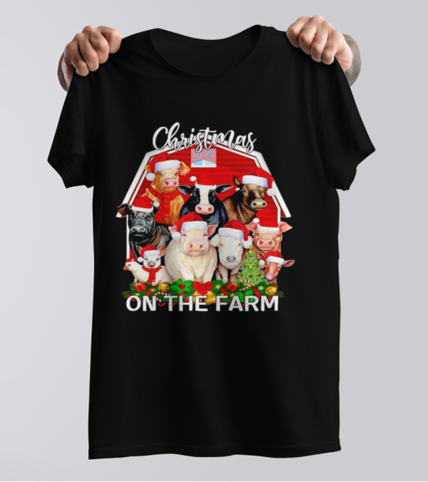 Christmas Animals Santa On The Farm T-Shirt