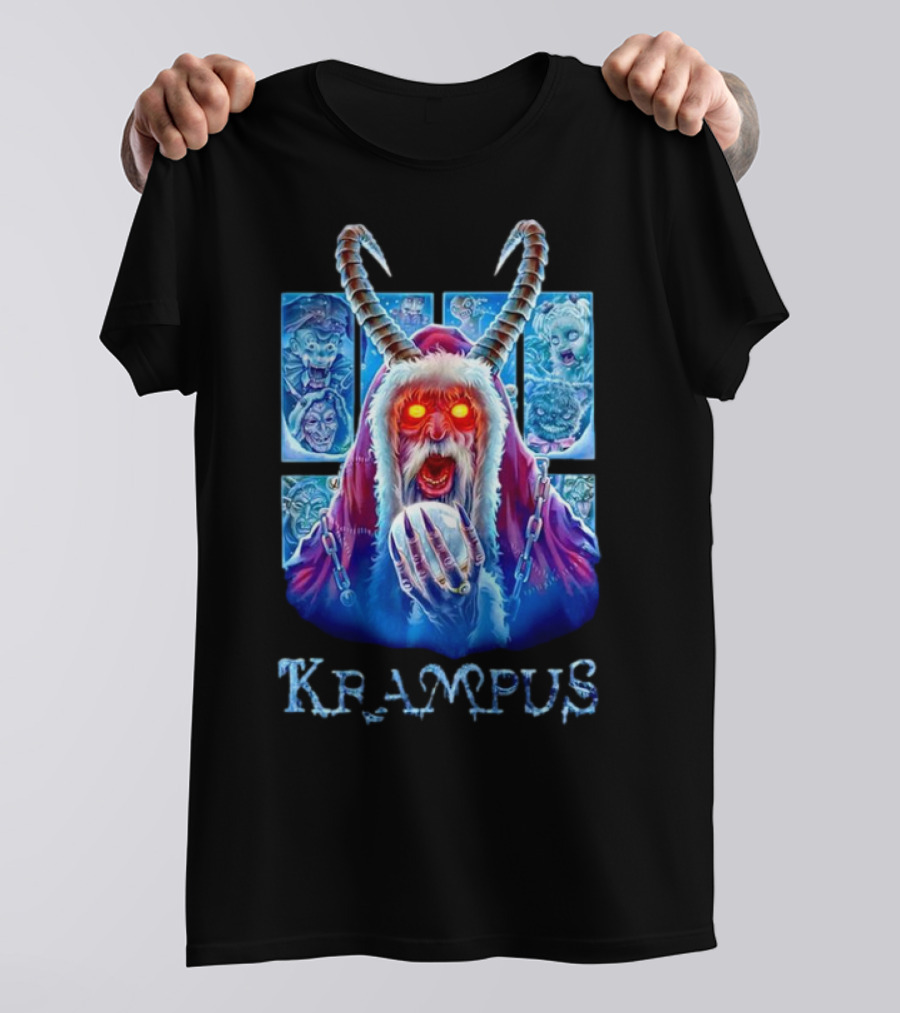 Krampus The Shadow Of St Nick With Horned Demon And Scary Faces T-Shirt