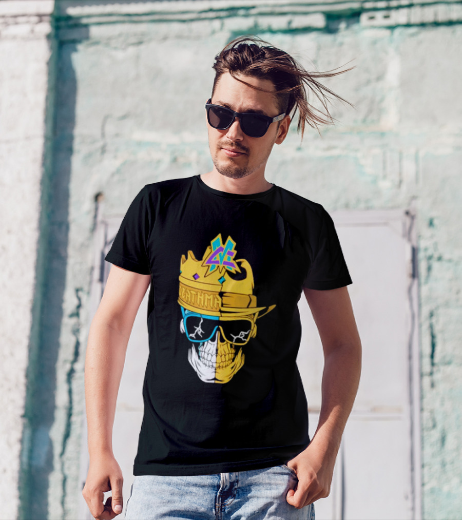 Matt Cardona Deathmatch God Crowned Skull With Sunglasses And Crown Split T-Shirt