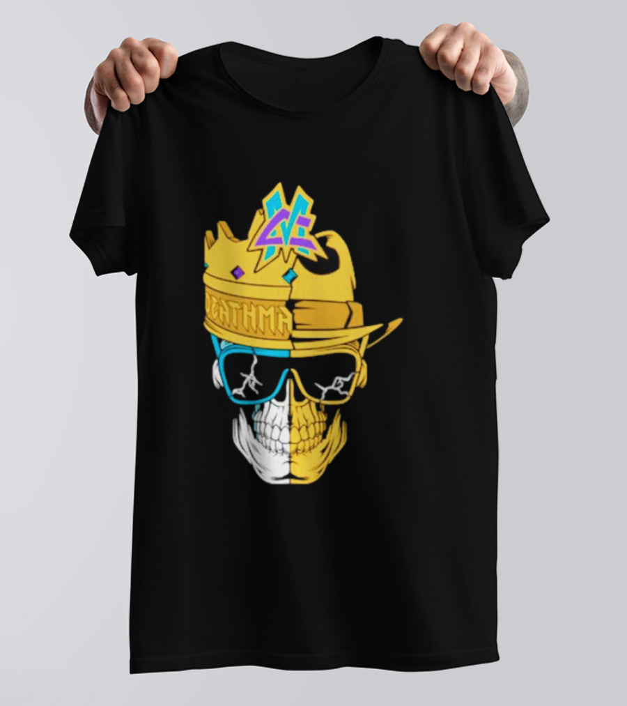Matt Cardona Deathmatch God Crowned Skull With Sunglasses And Crown Split T-Shirt