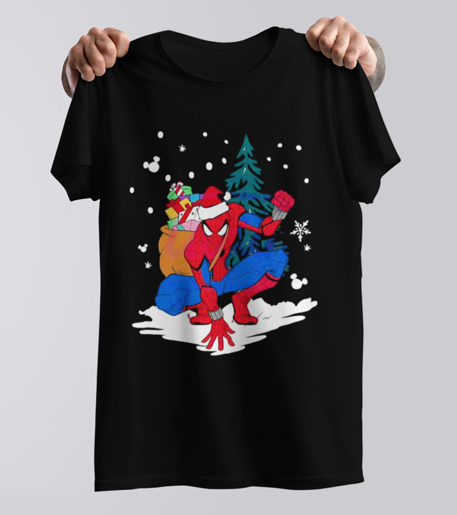 Spiderman Santa Christmas Tree Snow Presents T-Shirt