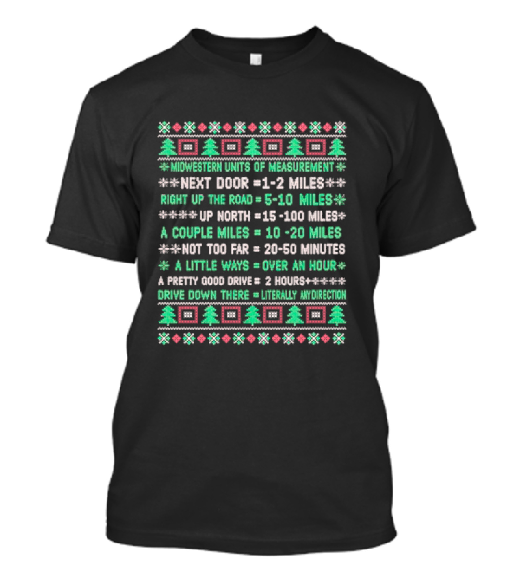 Midwestern Units Of Measurement Next Door Right Up The Road Up North A Couple Miles Not Too Far A Little Ways A Pretty Good Drive Drive Down There T-Shirt