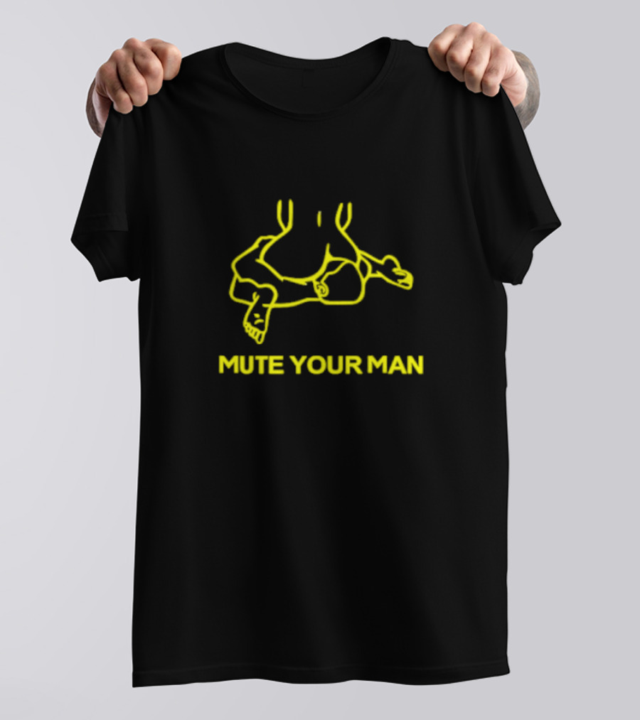 Mute Your Man Yellow Figure Outline T-Shirt