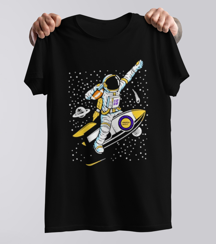 Phil Mackey Purple Daily Passtronaut Football Astronaut Galaxy Surfing 15 Space Adventure T-Shirt