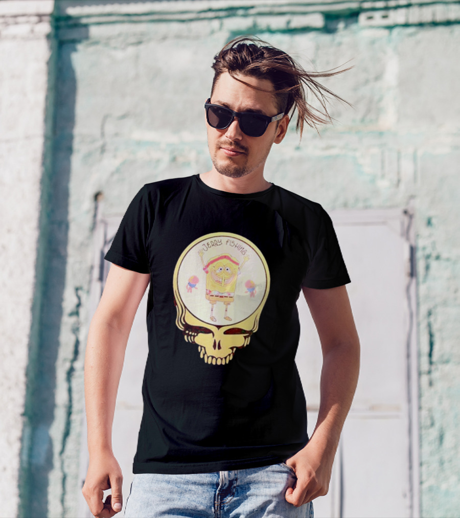 SpongeBob Jerry Fishing Grateful Dead Skull T-Shirt