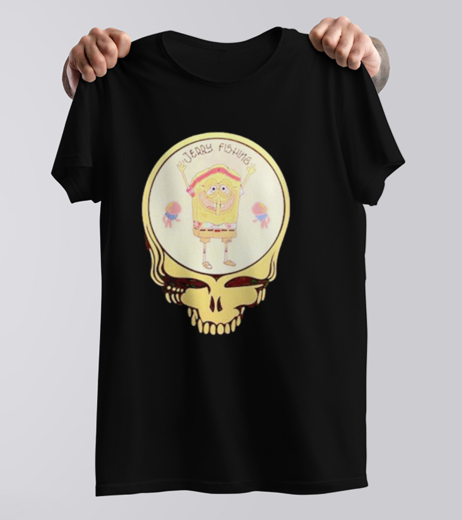 SpongeBob Jerry Fishing Grateful Dead Skull T-Shirt