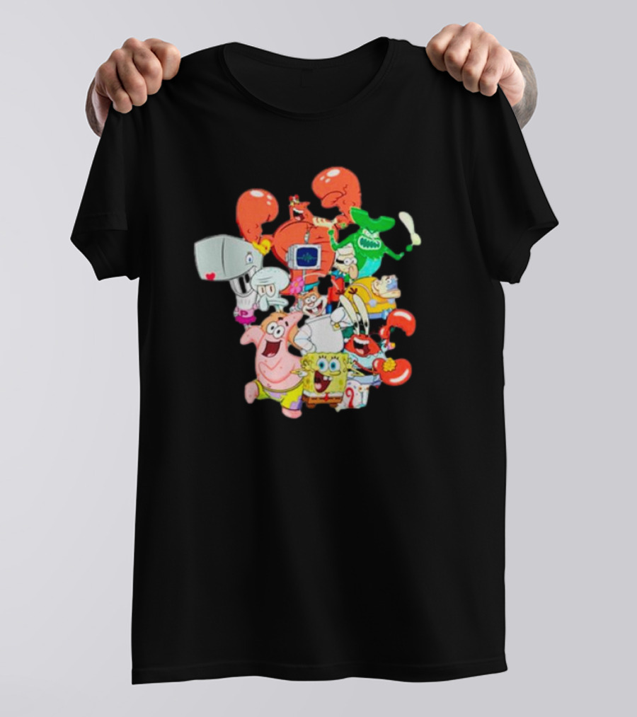 SpongeBob SquarePants Group Shot Pose With Characters From Bikini Bottom T-Shirt
