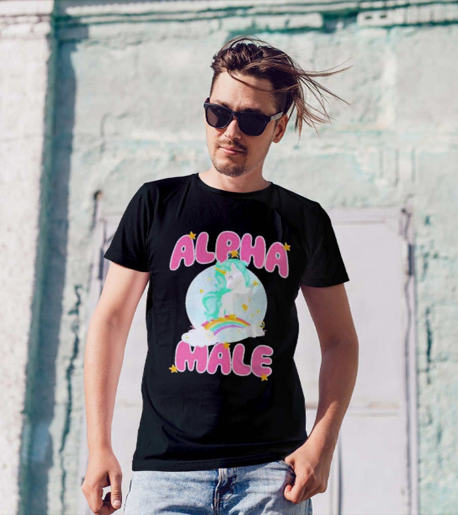Alanalintao Alpha Male Unicorn Rainbow Stars T-Shirt