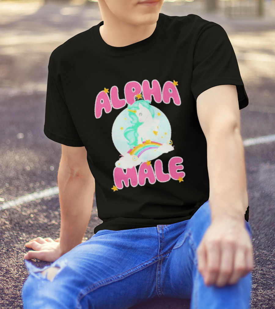 Alanalintao Alpha Male Unicorn Rainbow Stars T-Shirt