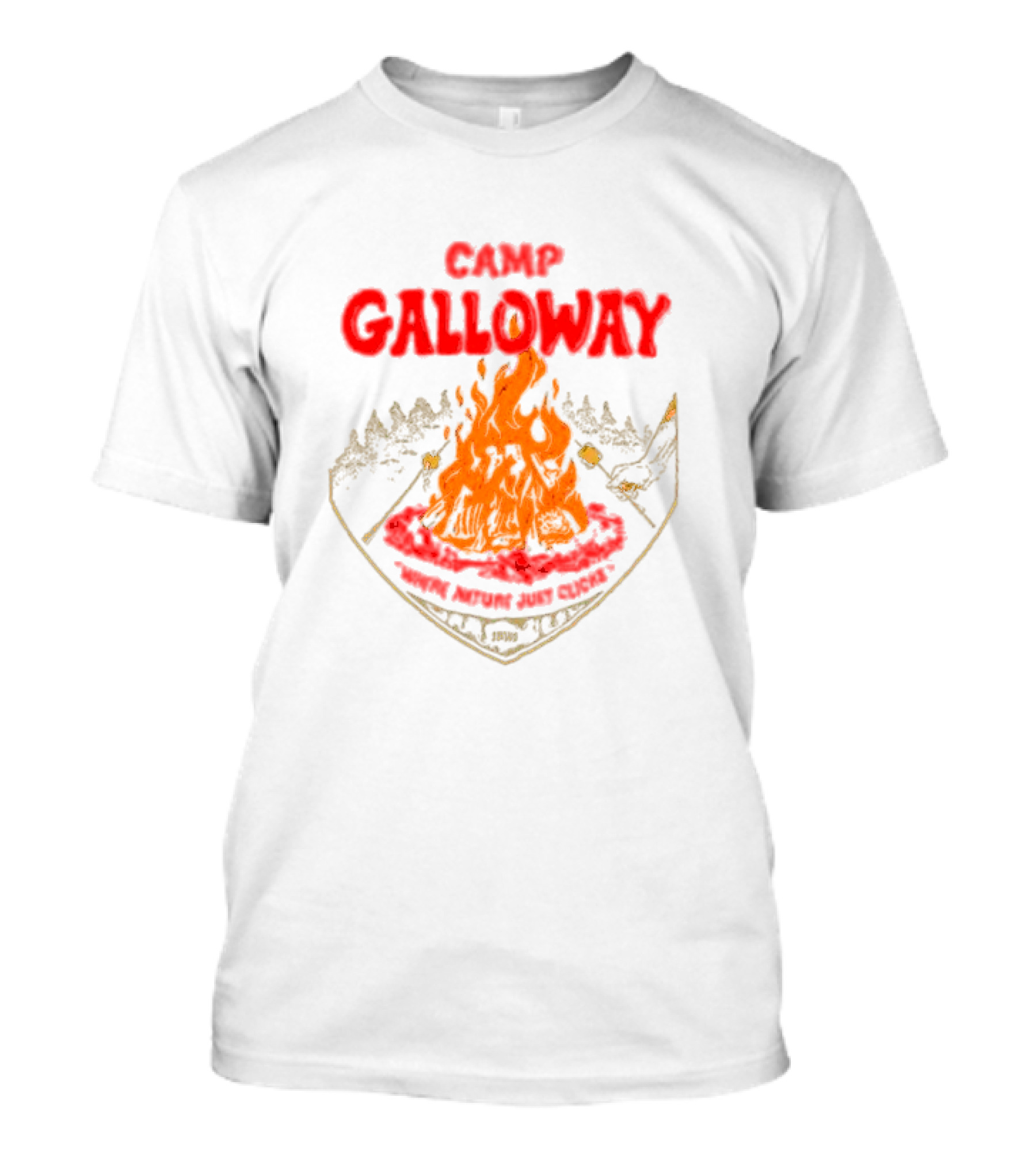 Camp Galloway When Nature Just Clicks 1985 Fire And Mountains T-Shirt