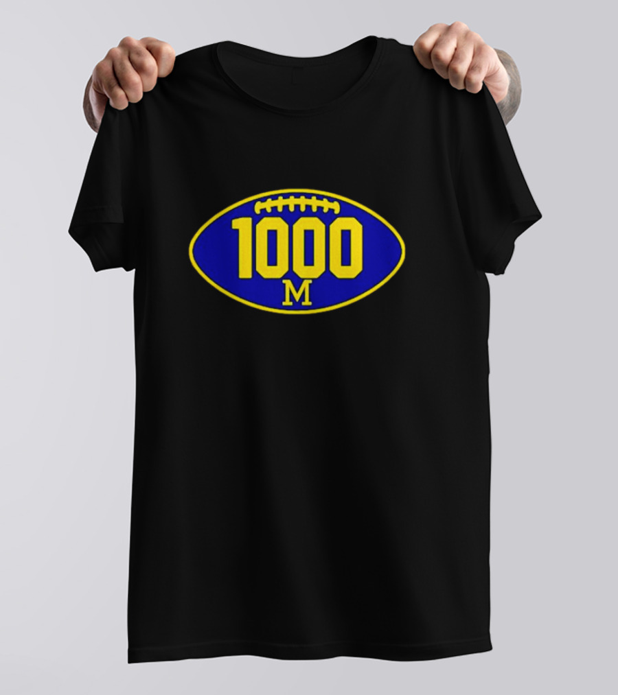 Michigan Football 1000 Wins M Logo Oval T-Shirt