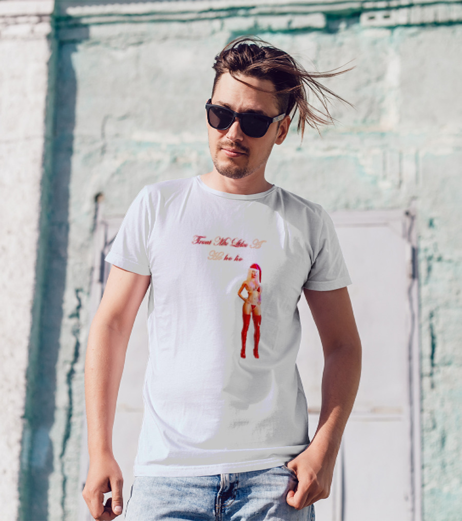 Treat Me Like A Ho Ho Ho Red Boots Santa Hat T-Shirt