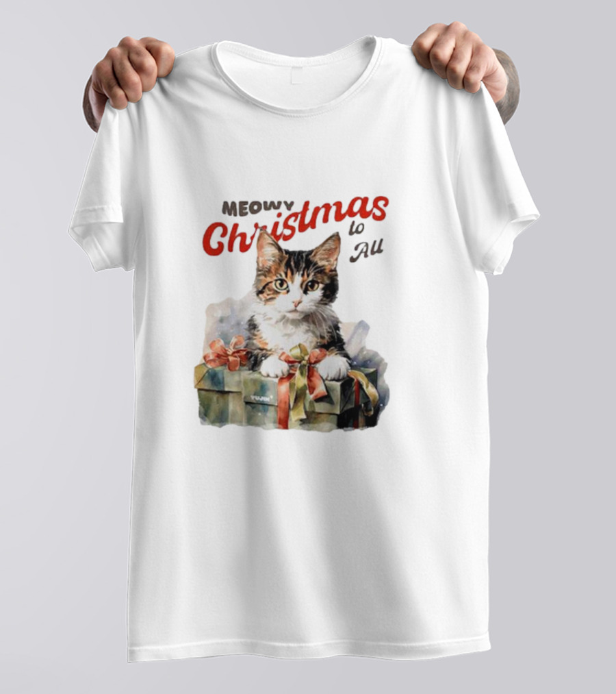 Meowy Christmas To All Cat In Gift Box T-Shirt