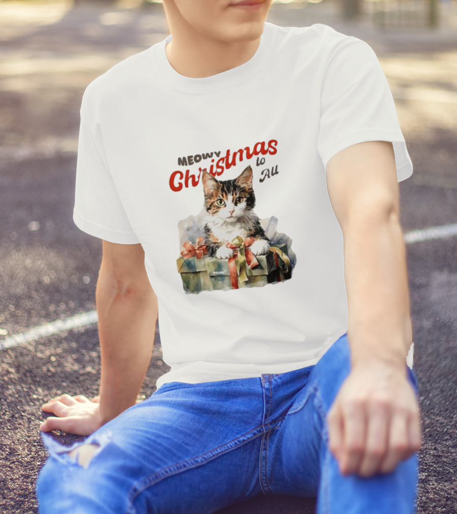 Meowy Christmas To All Cat In Gift Box T-Shirt