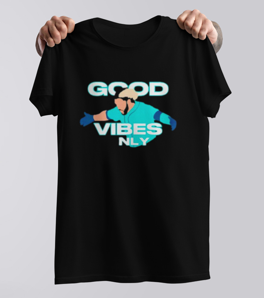 Geno Suarez Good Vibes Only Baseball-Themed T-Shirt