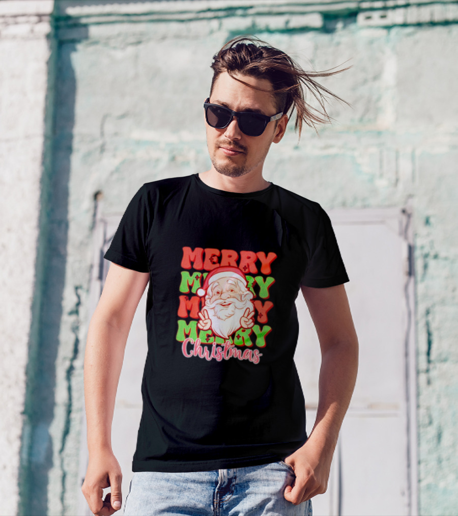 Merry Merry Merry Merry Christmas Santa T-Shirt