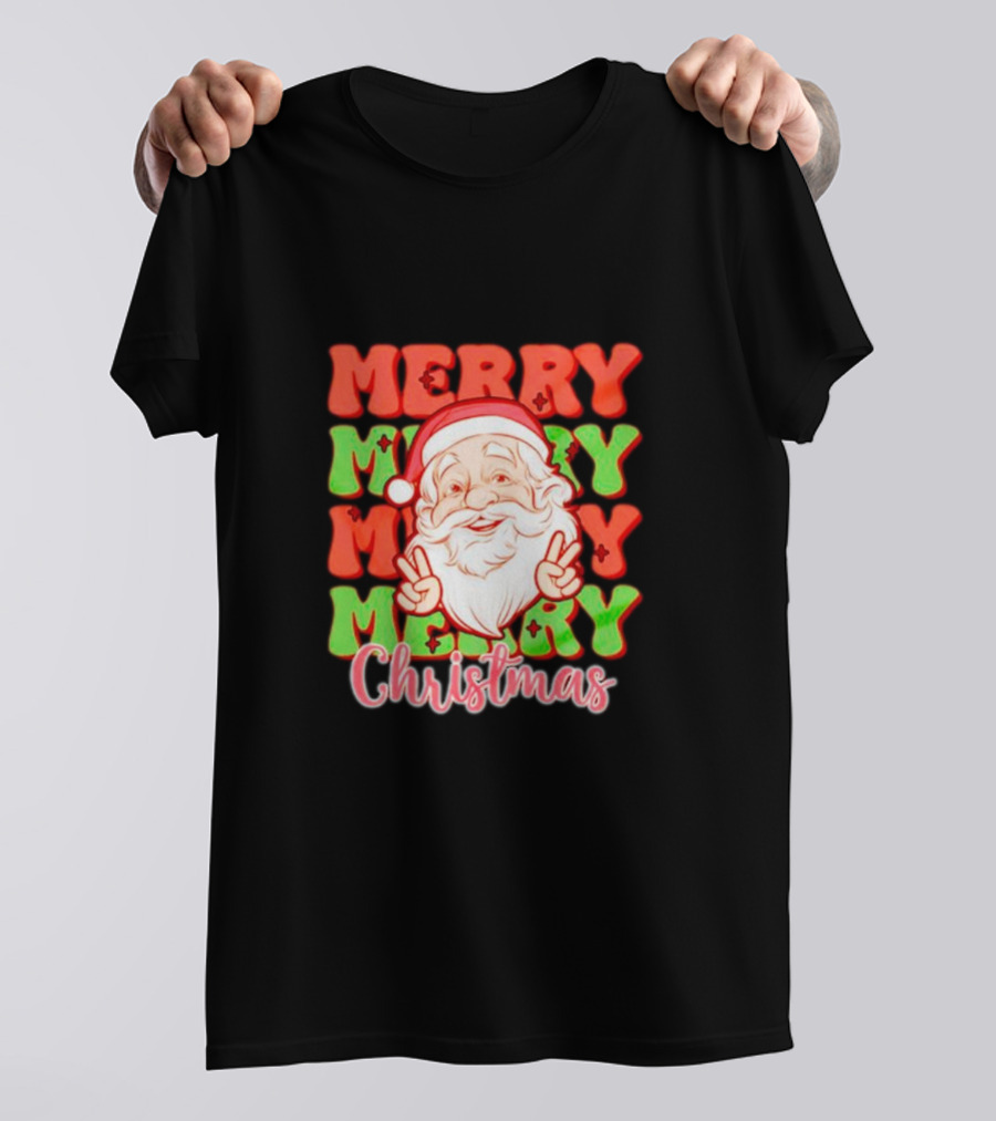 Merry Merry Merry Merry Christmas Santa T-Shirt