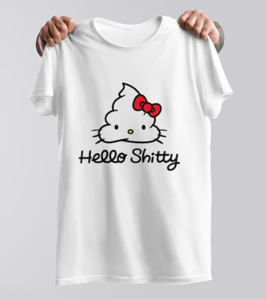 Hello Shitty Poop Emoji Parody With Red Bow T-Shirt