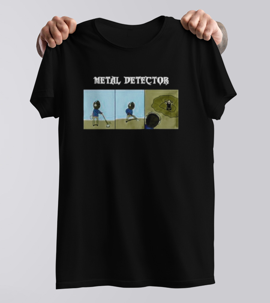 METAL DETECTOR Humorous Comic-Style Alien Discovery T-Shirt