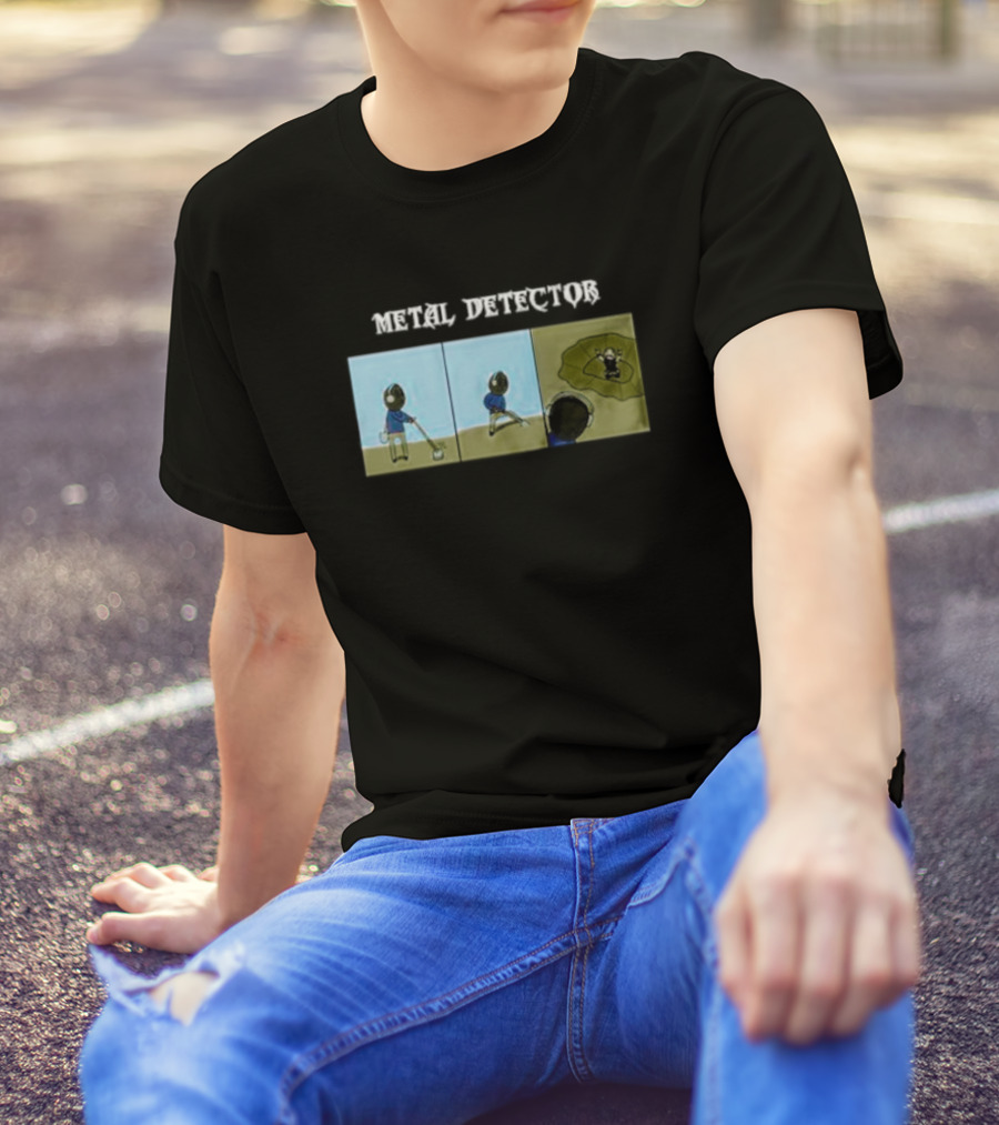 METAL DETECTOR Humorous Comic-Style Alien Discovery T-Shirt