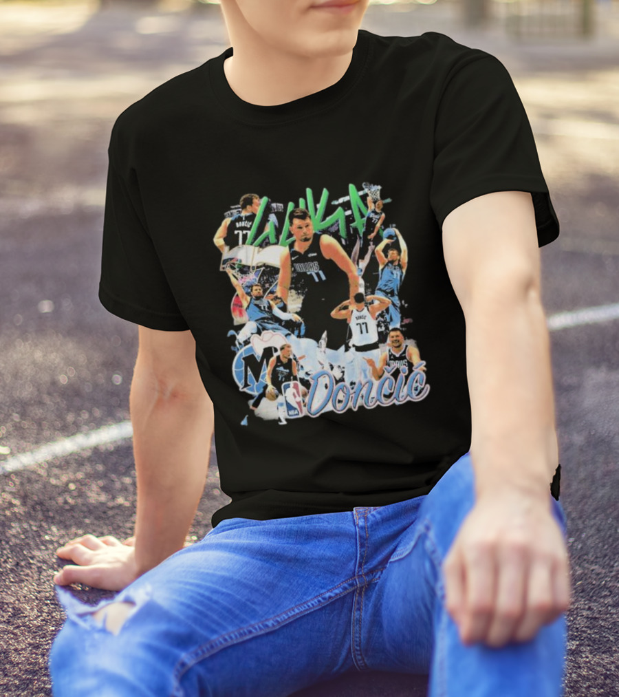 Luka Dončić NBA Mavericks 77 Action Collage T-Shirt