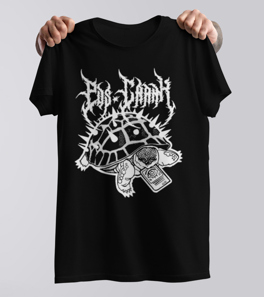Pus Cran Heavy Metal Turtle With Spiky Shell And Saw Blade T-Shirt