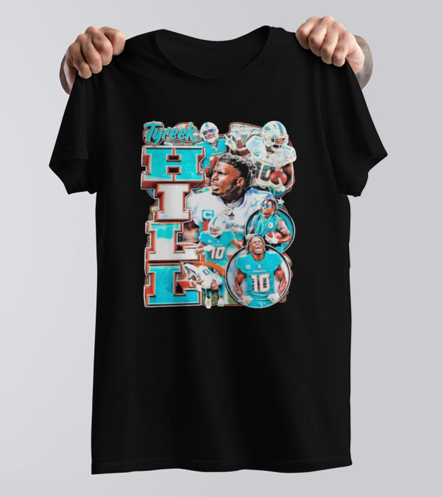 Tyreek Hill Miami Dolphins Football Player Collage T-Shirt