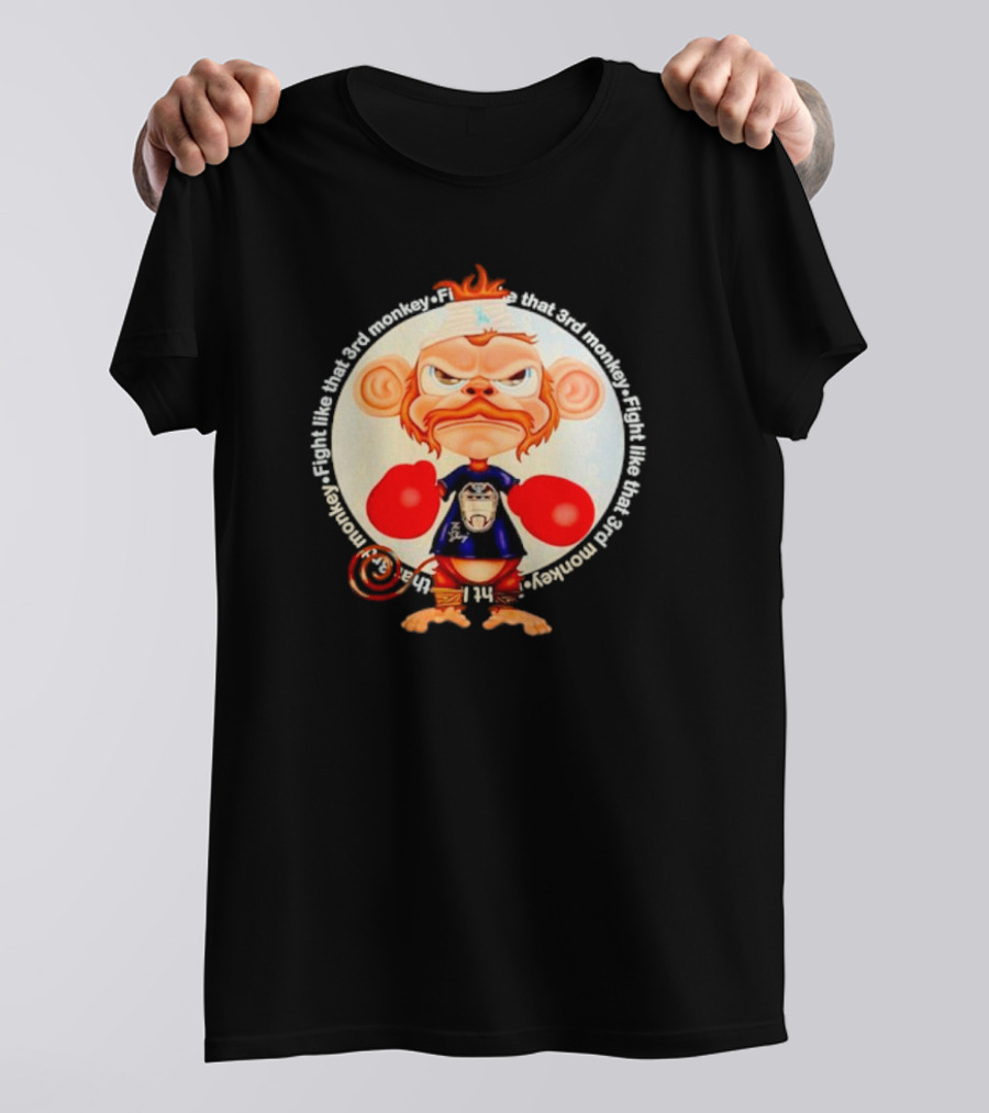 Fight Like That 3rd Monkey Angry Boxing Character With Red Gloves And Orange Hair T-Shirt