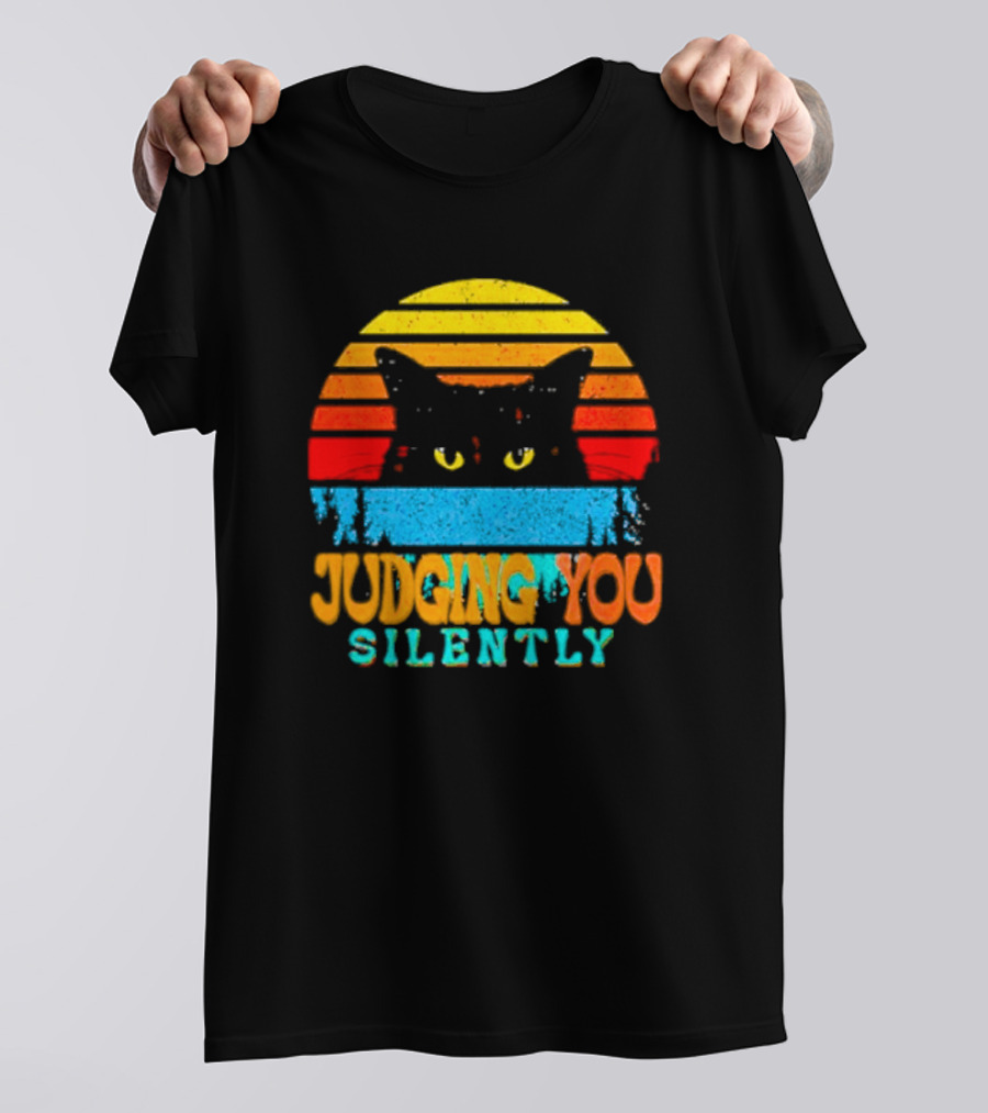 Judging You Silently Black Cat Vintage T-Shirt