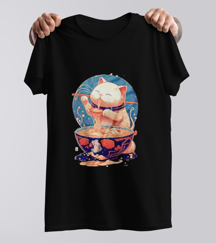 Kawaii Cat Noodle Delight Ramen Bowl T-Shirt