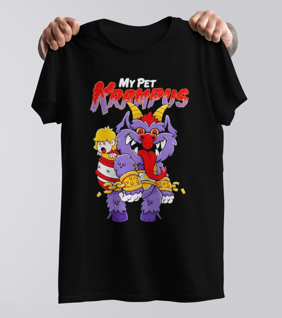 My Pet Krampus Captured Child With Chains And Horned Beast T-Shirt