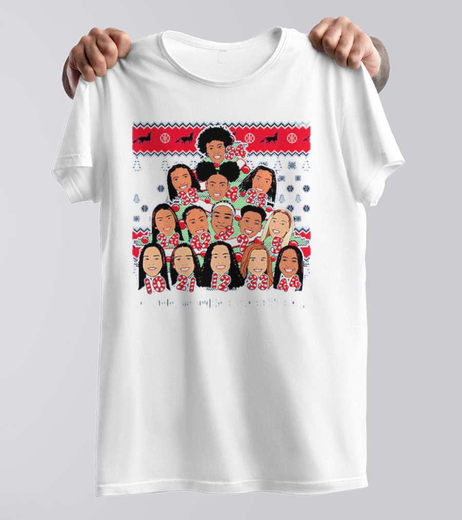 UConn Women's Basketball Player Caricatures Christmas T-Shirt