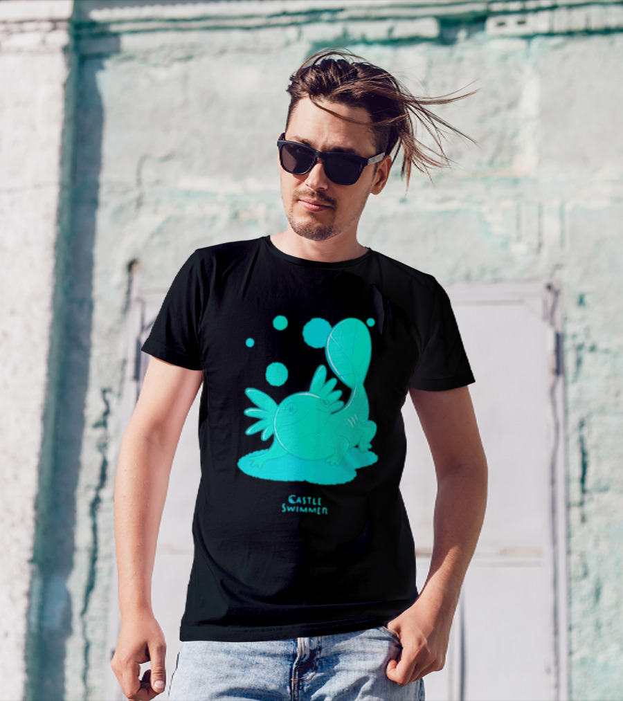 Castle Swimmer Glowing Axolotl Bubbles T-Shirt