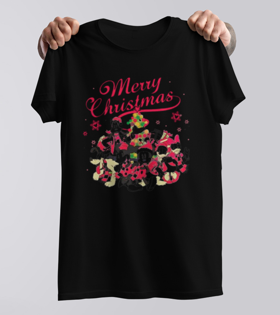 Merry Christmas Disney Characters Christmas Tree Funny Holiday T-Shirt