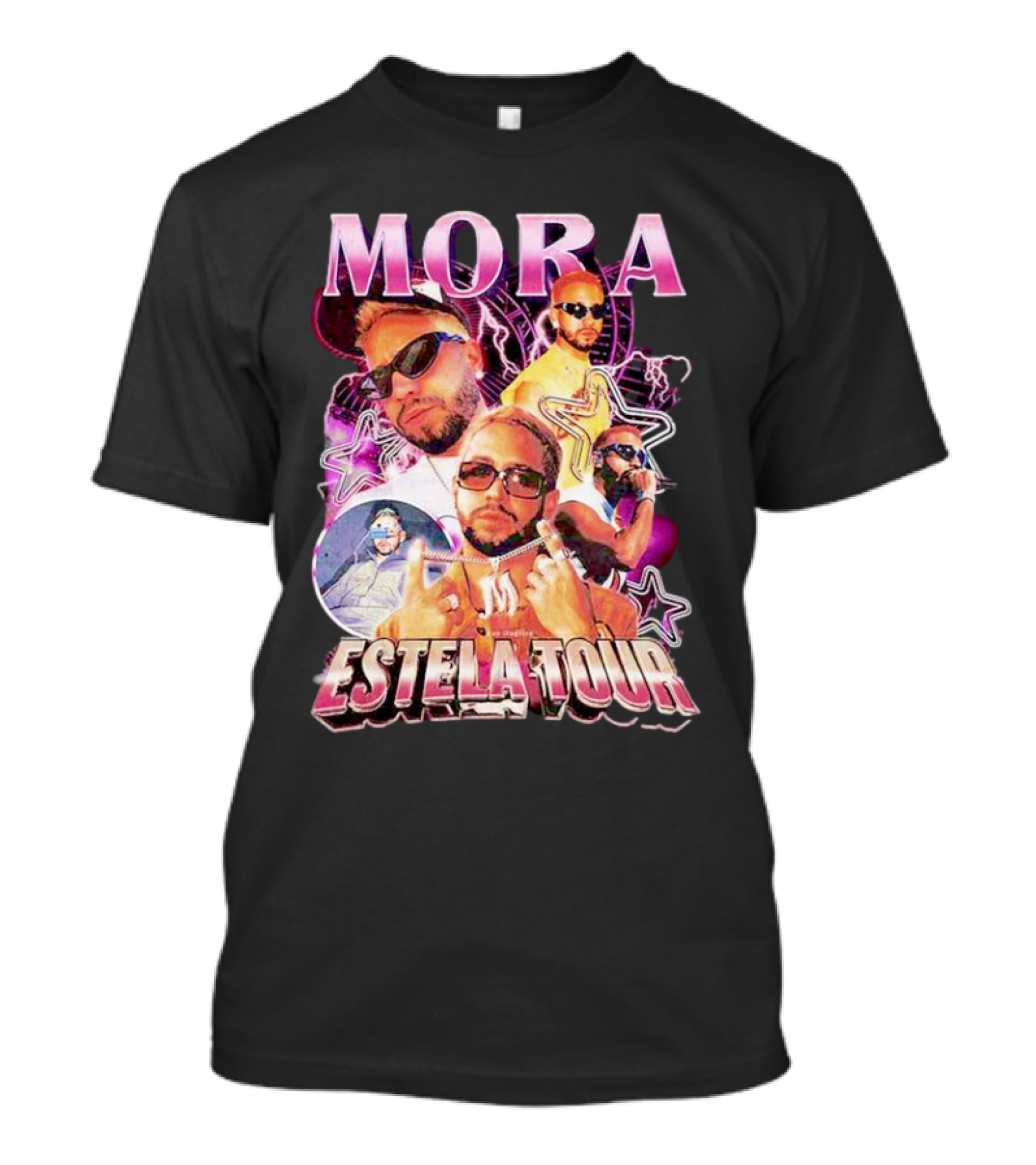 Mora Estela Tour Vibrant Star-Themed Montage Double Sided T-Shirt