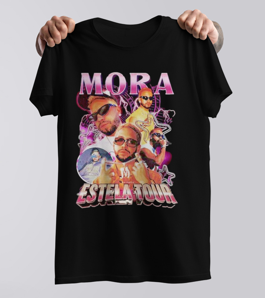 Mora Estela Tour Vibrant Star-Themed Montage Double Sided T-Shirt