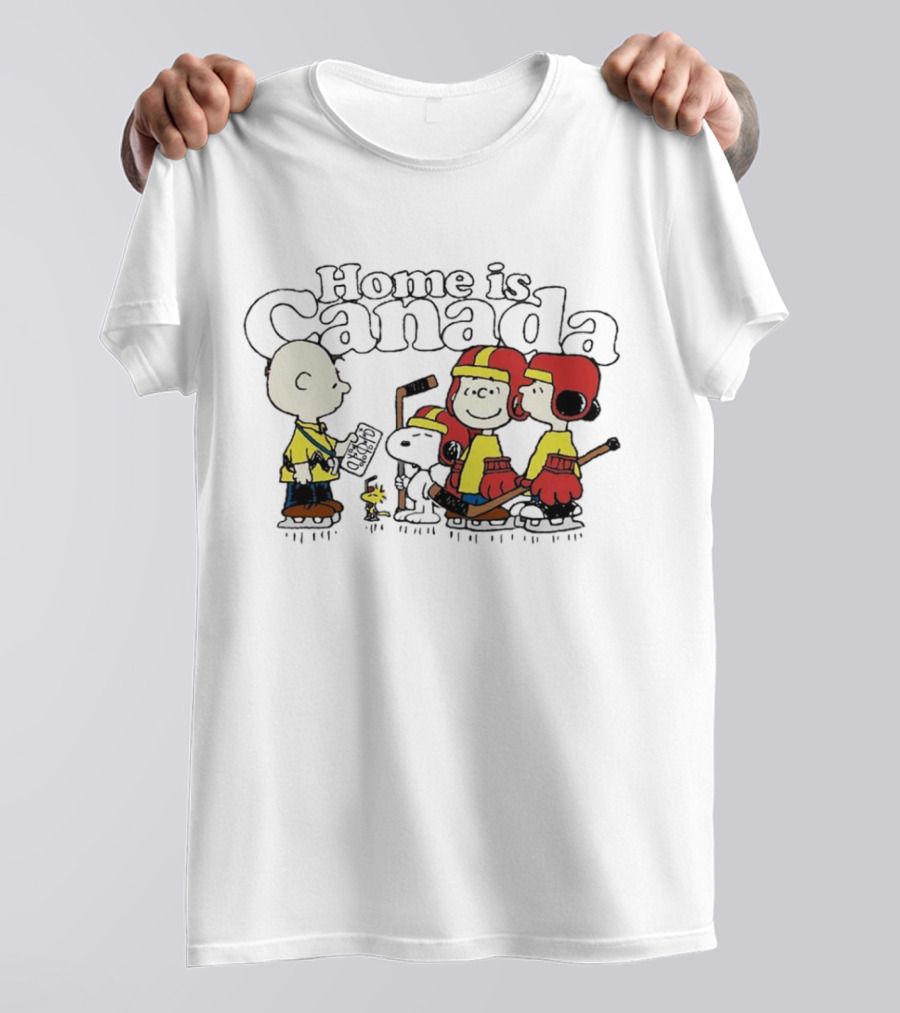 Home Is Canada Peanuts Hockey Charlie Brown Snoopy Canada T-Shirt