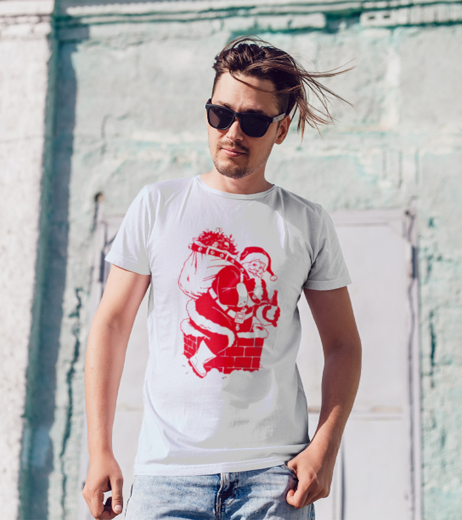 Santa Claus Chimney Beer Belly Red T-Shirt
