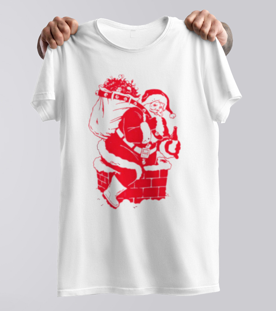 Santa Claus Chimney Beer Belly Red T-Shirt