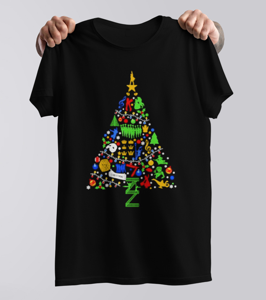 Ultimate Broadway Themed Christmas Tree Colorful Ornament Decorations T-Shirt