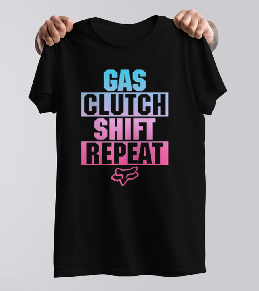 Gas Clutch Shift Repeat Fox Racing Logo T-Shirt