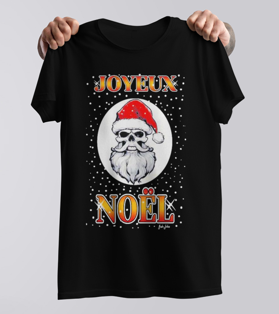 Joyeux Noël Skull Santa Hat Festive T-Shirt