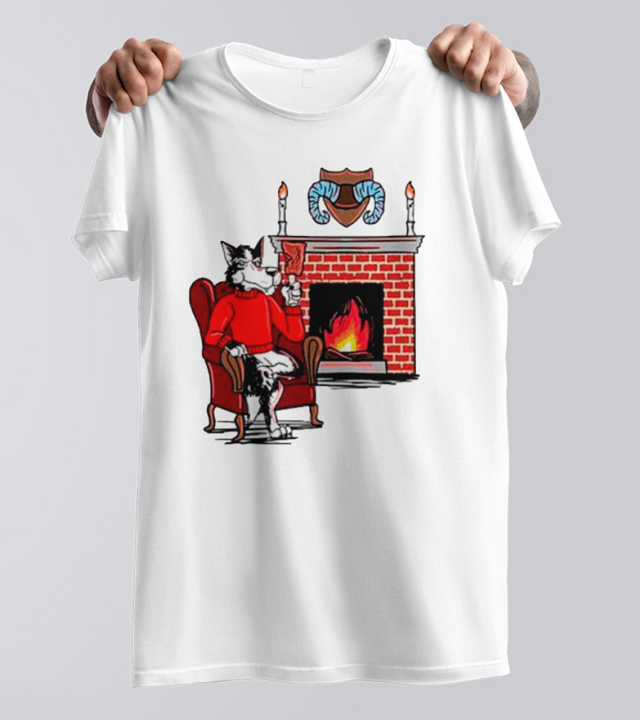 NC State Wolfpack Relaxing By Fireplace Victory Scene T-Shirt