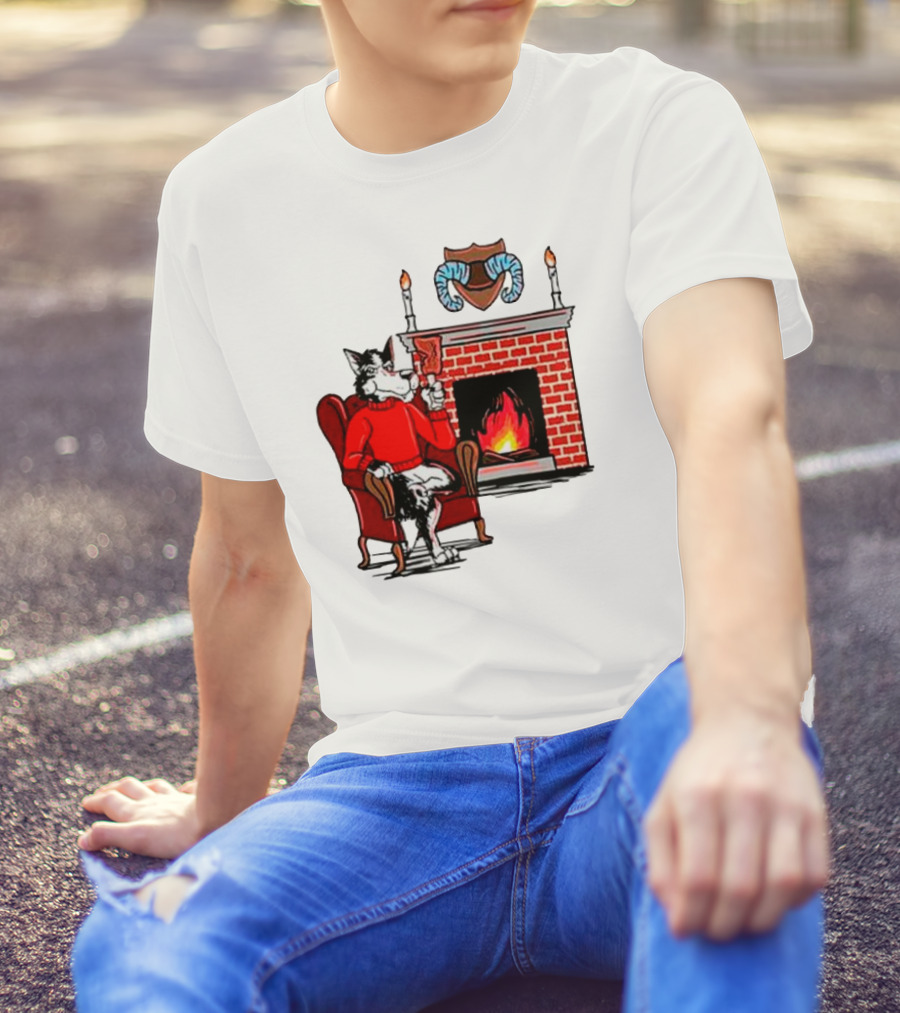 NC State Wolfpack Relaxing By Fireplace Victory Scene T-Shirt
