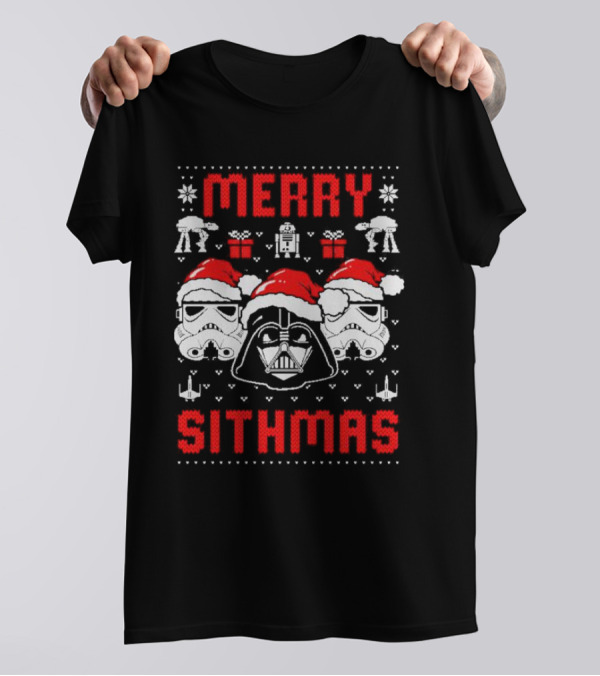 Merry Sithmas The Mandalorian Ugly Darth Vader Stormtrooper Christmas Star Wars T-Shirt