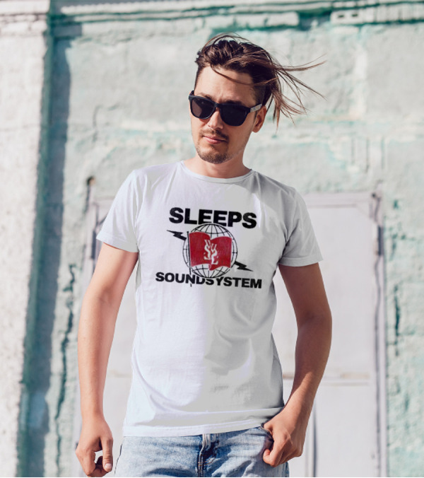 Sleeps Soundsystem Global Red Flag Emblem T-Shirt