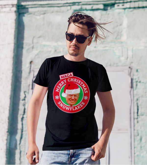 MAGA Merry Christmas Snowflakes Donald Trump Santa T-Shirt