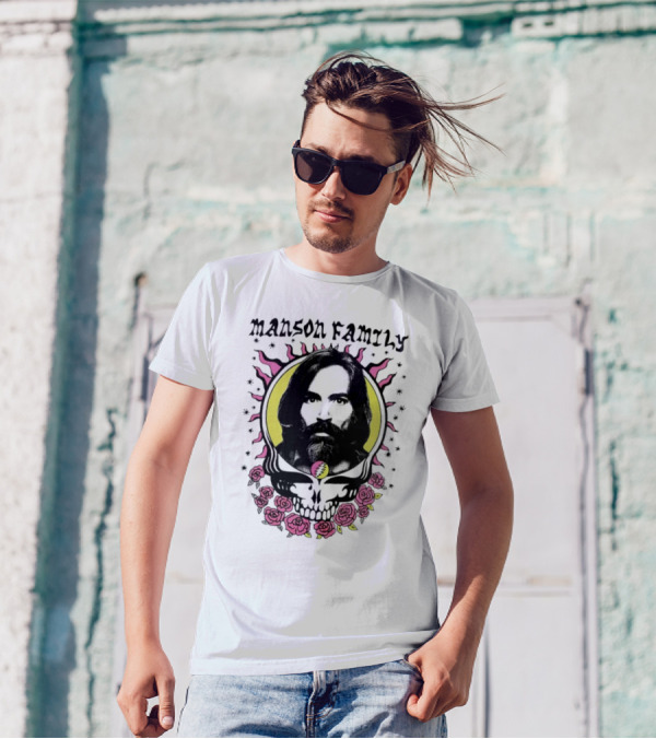 Manson Family Skull Roses Artwork With Grateful Dead T-Shirt