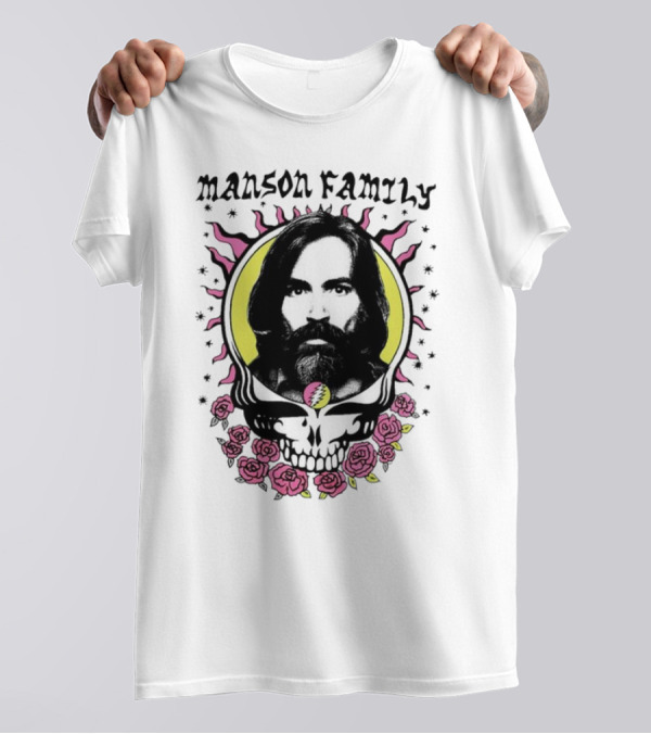 Manson Family Skull Roses Artwork With Grateful Dead T-Shirt